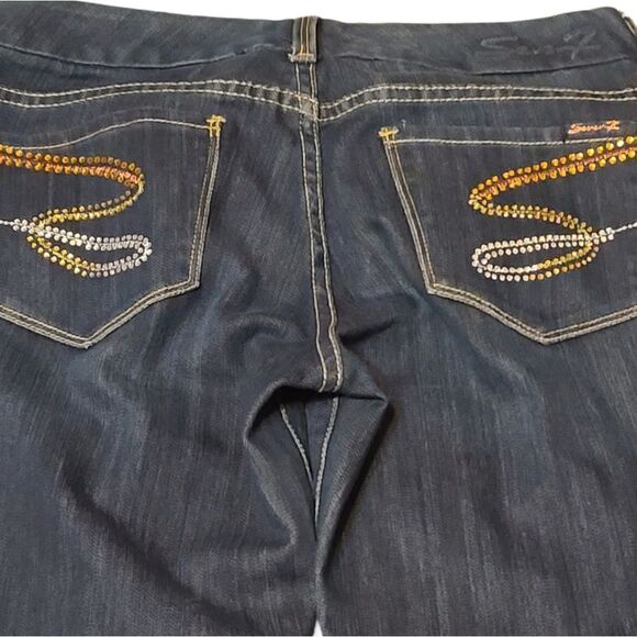 Seven7 Low Rise Embellished Dark Wash Bootcut Jeans Size 28 - Picture 5 of 9